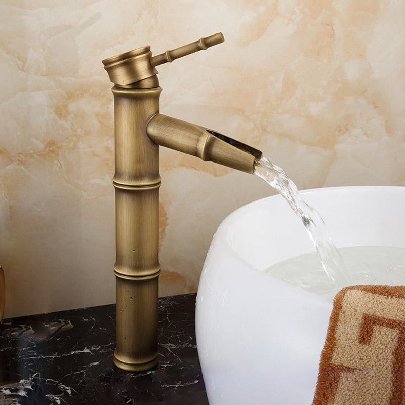 BowLift | Farmhouse Brass Bathroom Faucet With Lever Handle Single Hole Sink Faucet