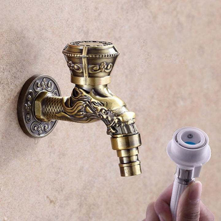 BowLift | Vintage Classic Sink Faucet Zinc Single Handle Dragon Engraving Wall-Mounted Faucet
