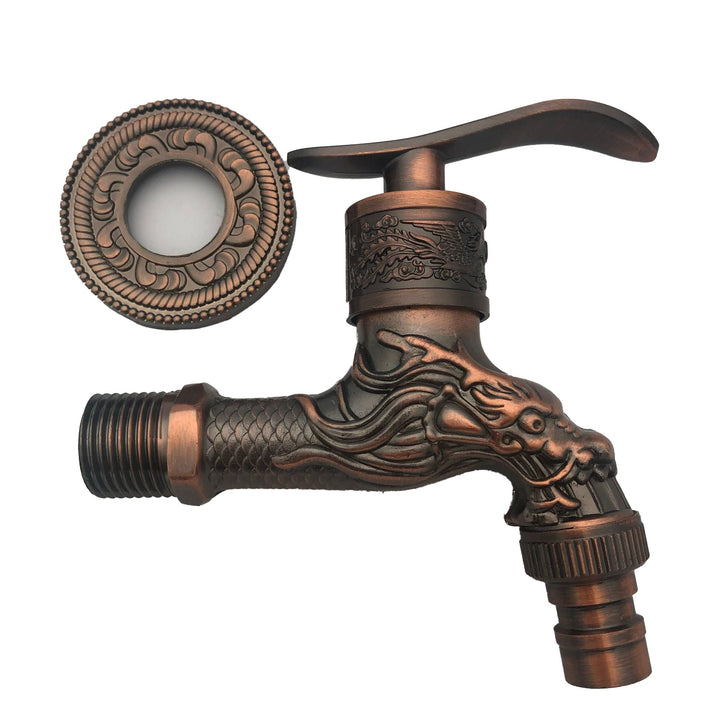 BowLift | Vintage Classic Sink Faucet Zinc Single Handle Dragon Engraving Wall-Mounted Faucet