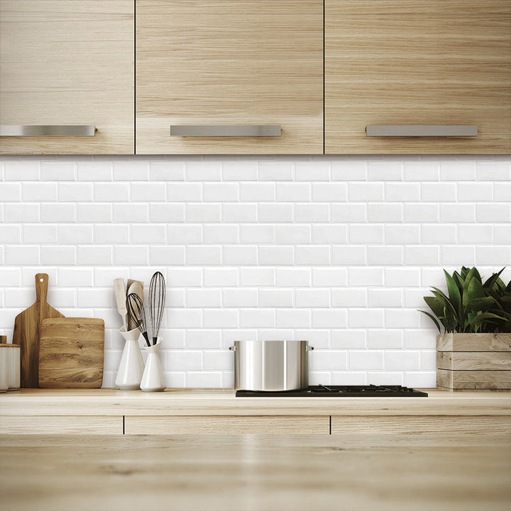 BowLift | Solid Peel & Stick Subway Tile Scratch Resistant PVC Rectangular Peel and Stick Wall Tile