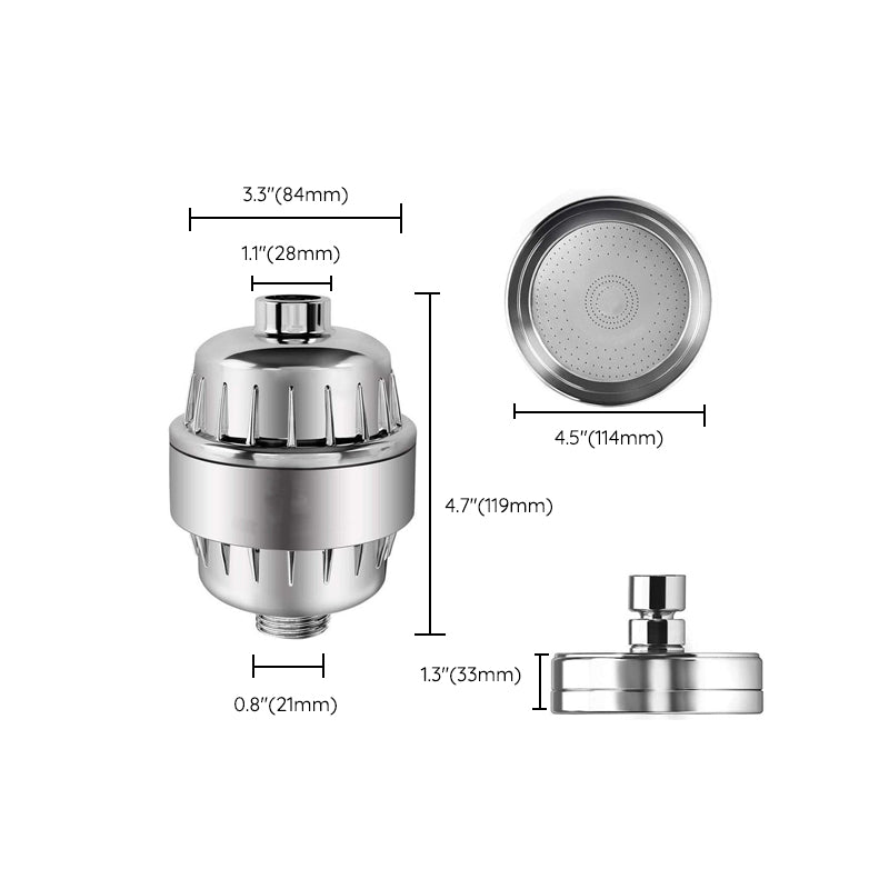 BowLift | Contemporary fixed shower head in silver with Katalyst wall-mounted shower head
