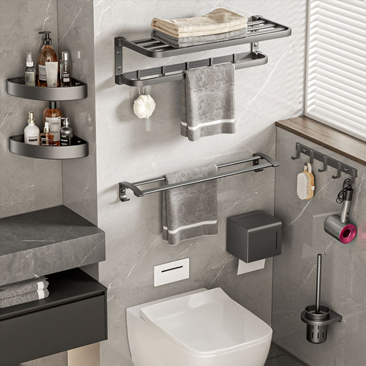 BowLift | Modern Bathroom Accessories Set Gray Towel Bar Bathroom Shelf Bathroom Hardware
