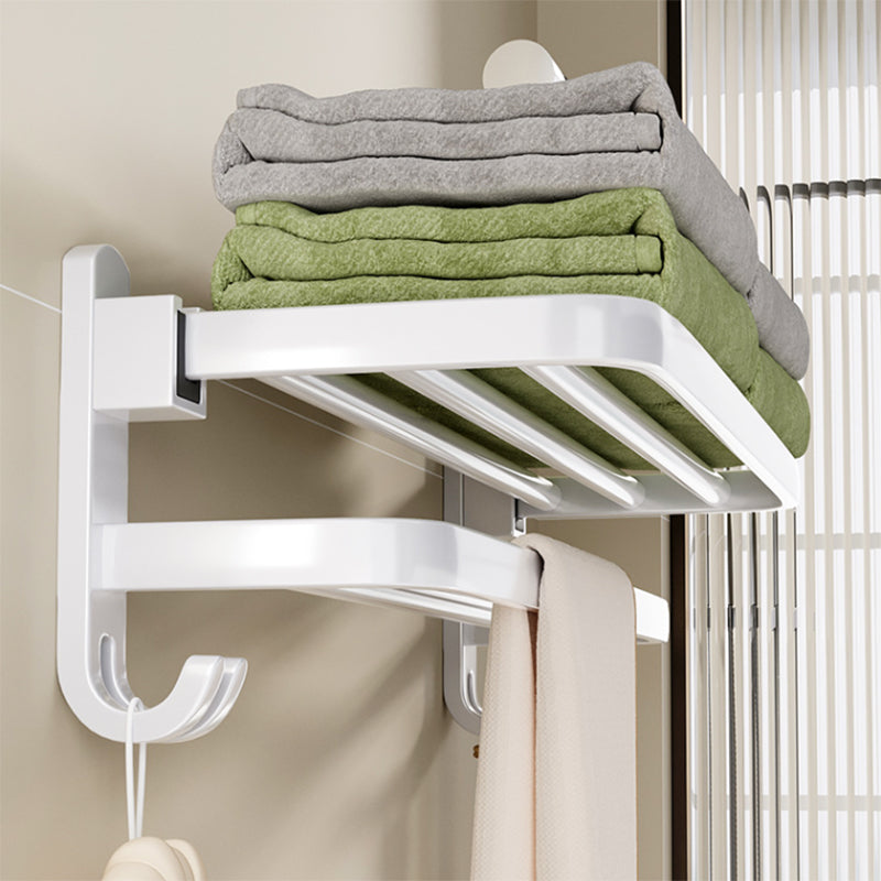 BowLift | Contemporary Bathroom Hardware Set in White with Bath Shelf/Towel Holder/Paper Holder
