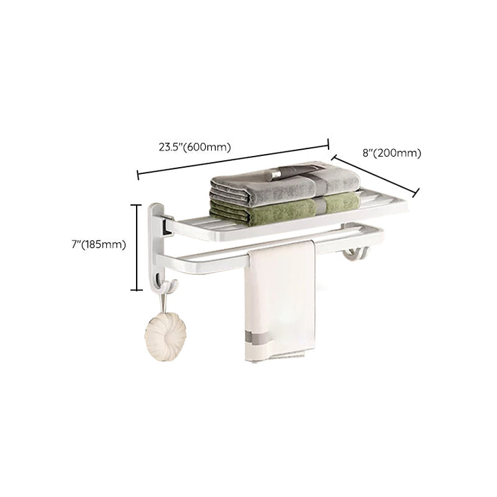 BowLift | Contemporary Bathroom Hardware Set in White with Bath Shelf/Towel Holder/Paper Holder