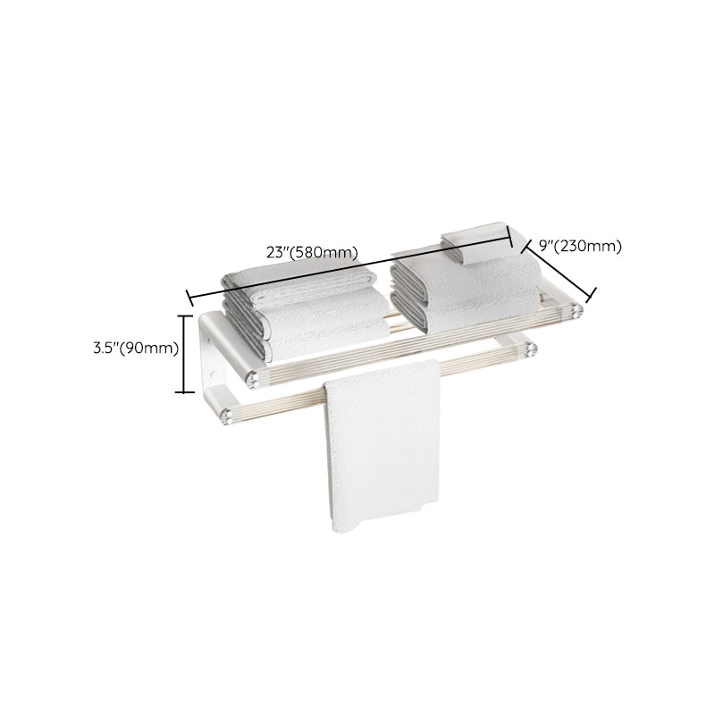BowLift | White Bathroom Accessory Set Metal & Acrylic Bathroom Set with Bath Shelf/Towel Hook