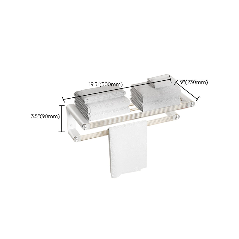 BowLift | White Bathroom Accessory Set Metal & Acrylic Bathroom Set with Bath Shelf/Towel Hook
