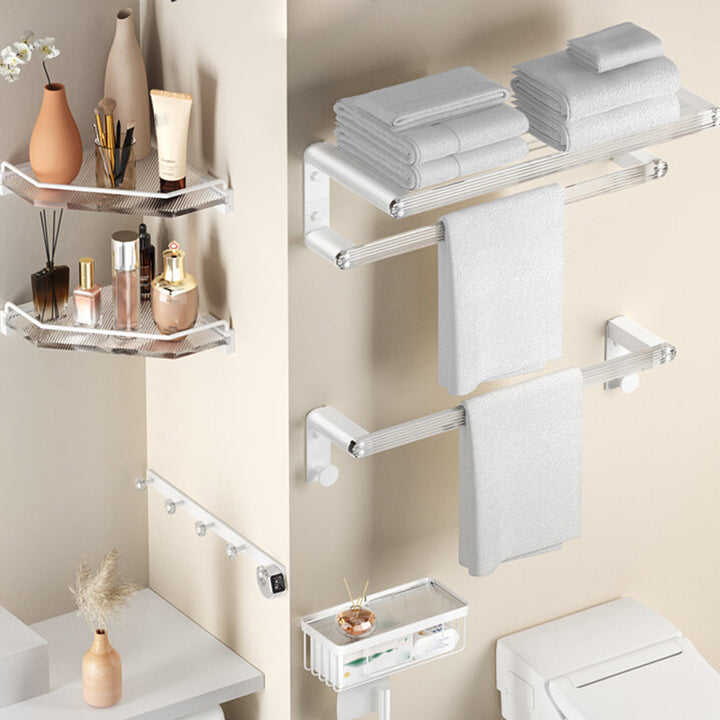 BowLift | White Metal and Acrylic Bathroom Accessories as a Single Piece or in a Set with Bathroom Shelf