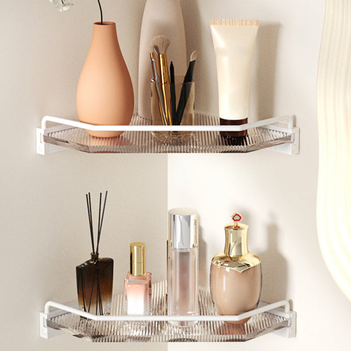 BowLift | White metal and acrylic bathroom accessories as single item or in set with bathroom shelf
