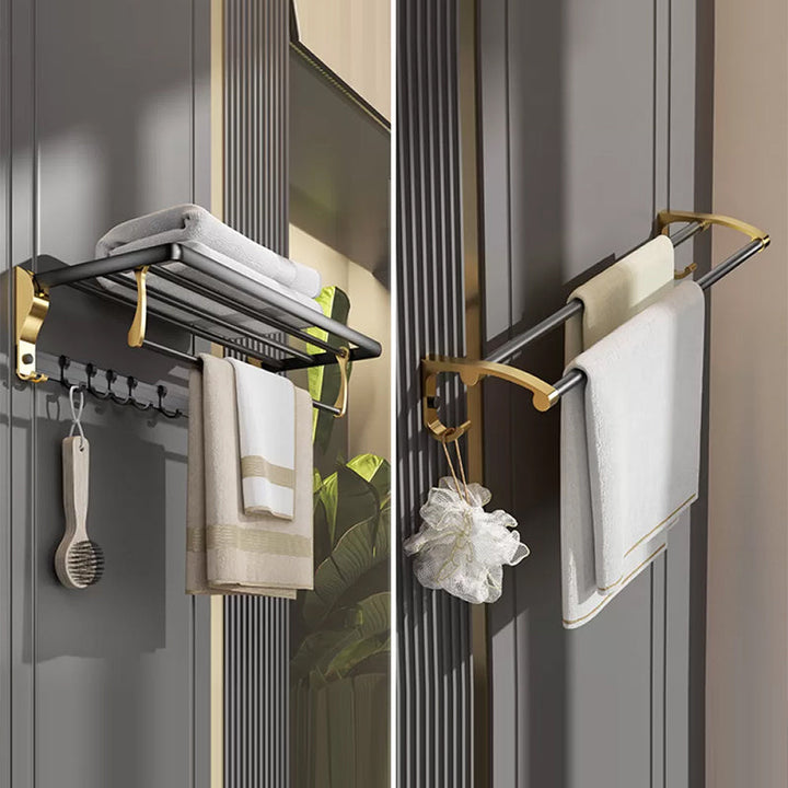 BowLift | Contemporary stainless steel bathroom accessories as a single piece or in a set in black and gold
