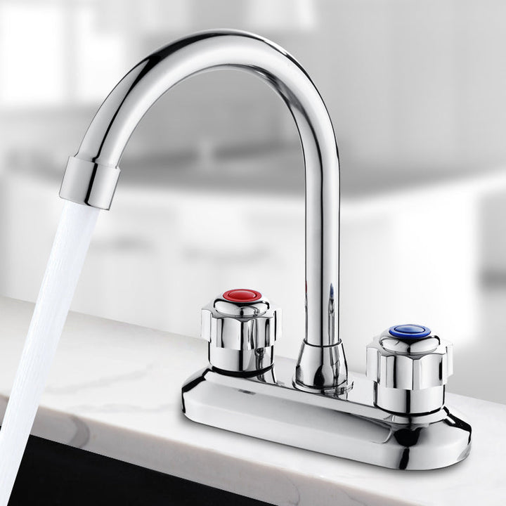 BowLift | 2-Handle Brass Bathroom Faucet Modern High Arc Center Tap