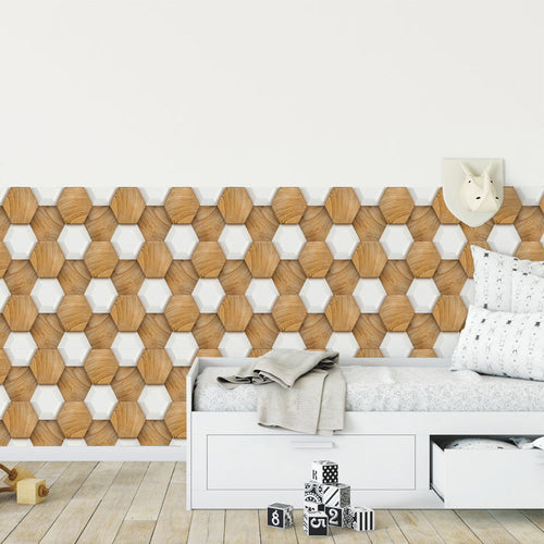 BowLift | Hexagonal Tile - Peel & Stick Plastic Stain Resistant Peel and Stick Mosaic Tile 5-Pack