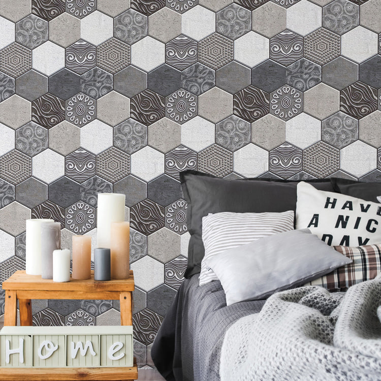 BowLift | Hexagonal Tile - Peel & Stick Plastic Stain Resistant Peel and Stick Mosaic Tile 5-Pack