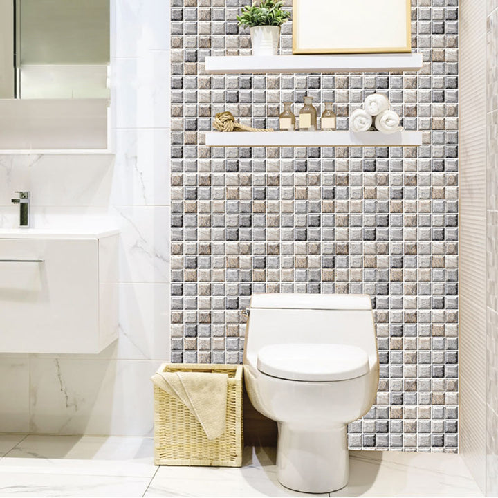 BowLift | Square Peel and Stick Tile Mosaic Waterproof PVC Peel & Stick Tile for Shower 5-Pack