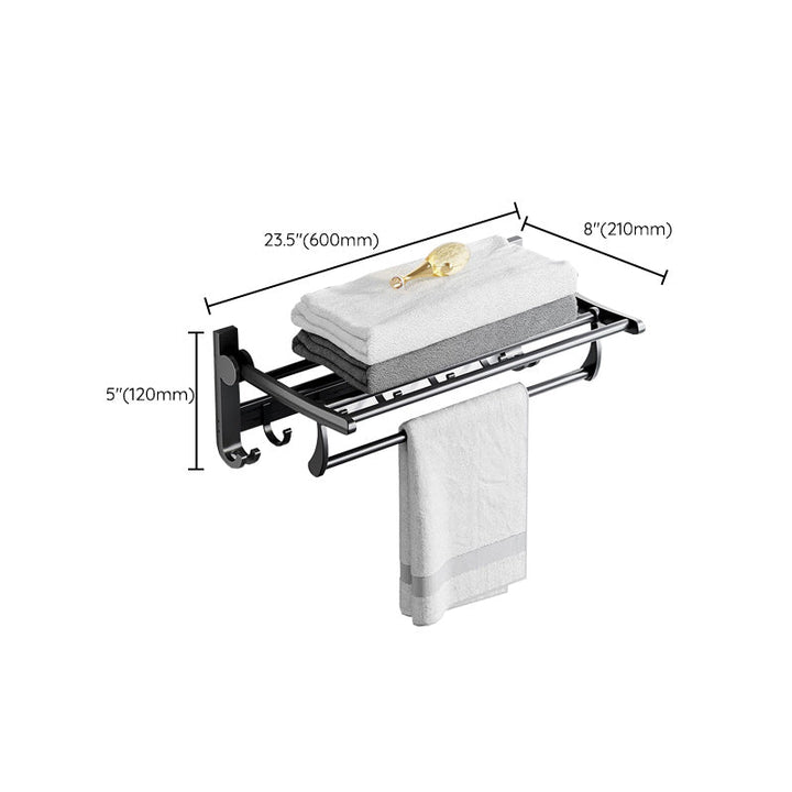 BowLift | Modern Aluminum Bathroom Accessory Set Matte Black Bathroom Shelf/Towel Holder/Paper Holder