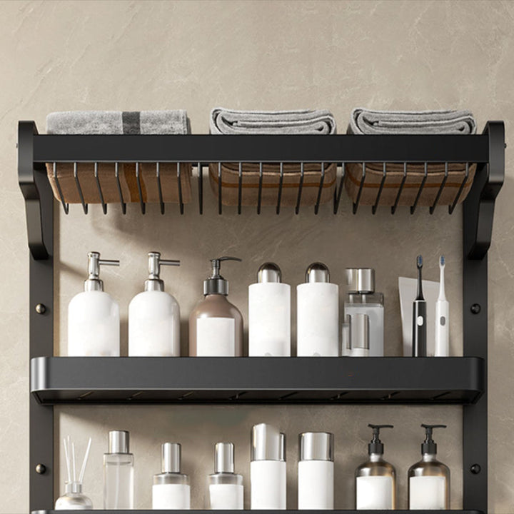 BowLift | Modern Bathroom Set Matte Black Bathroom Shelf Towel Rack Bathroom Accessories Set