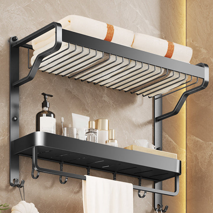BowLift | Modern Bathroom Set Matte Black Bathroom Shelf Towel Rack Bathroom Accessories Set