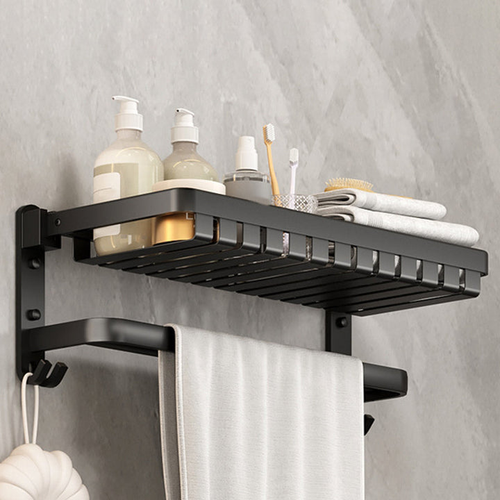 BowLift | Modern Bathroom Set Matte Black Bathroom Shelf Towel Rack Bathroom Accessories Set
