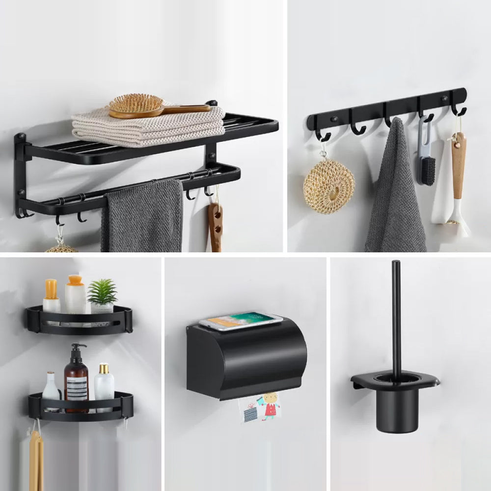 BowLift | Modern Bathroom Accessories Black Paper Holder Bathroom Shelf Bathroom Accessory Set