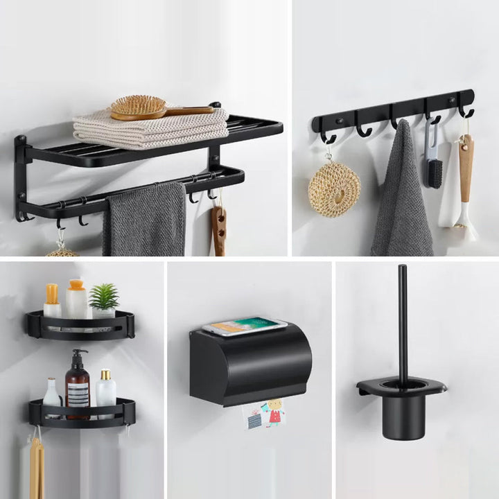 BowLift | Modern Bathroom Accessories Black Paper Holder Bathroom Shelf Bathroom Accessory Set