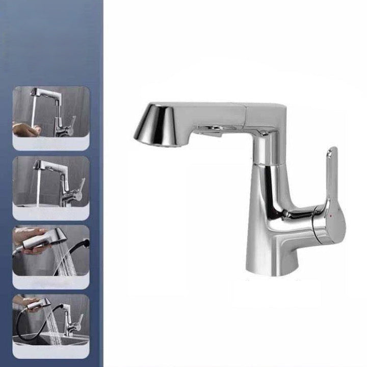BowLift | Modern Vessel Sink Faucet Copper Single Handle Pull Down Low Arc Vessel Faucet