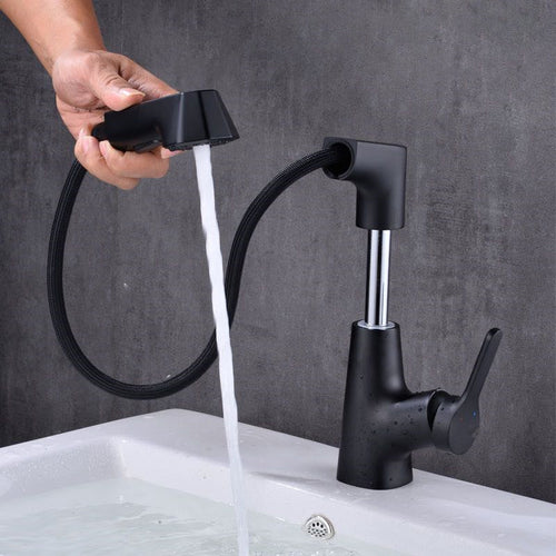 BowLift | Modern Vessel Sink Faucet Copper Single Handle Pull Down Low Arc Vessel Faucet