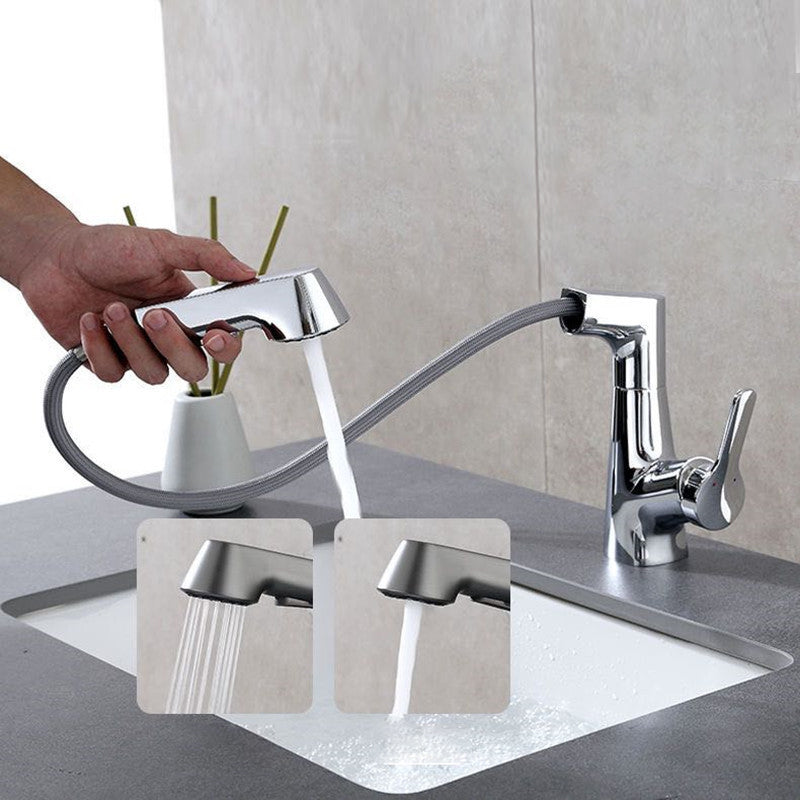 BowLift | Modern Vessel Sink Faucet Copper Single Handle Pull Down Low Arc Vessel Faucet