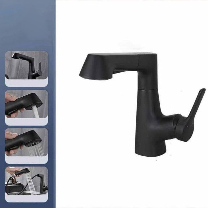 BowLift | Modern Vessel Sink Faucet Copper Single Handle Pull Down Low Arc Vessel Faucet