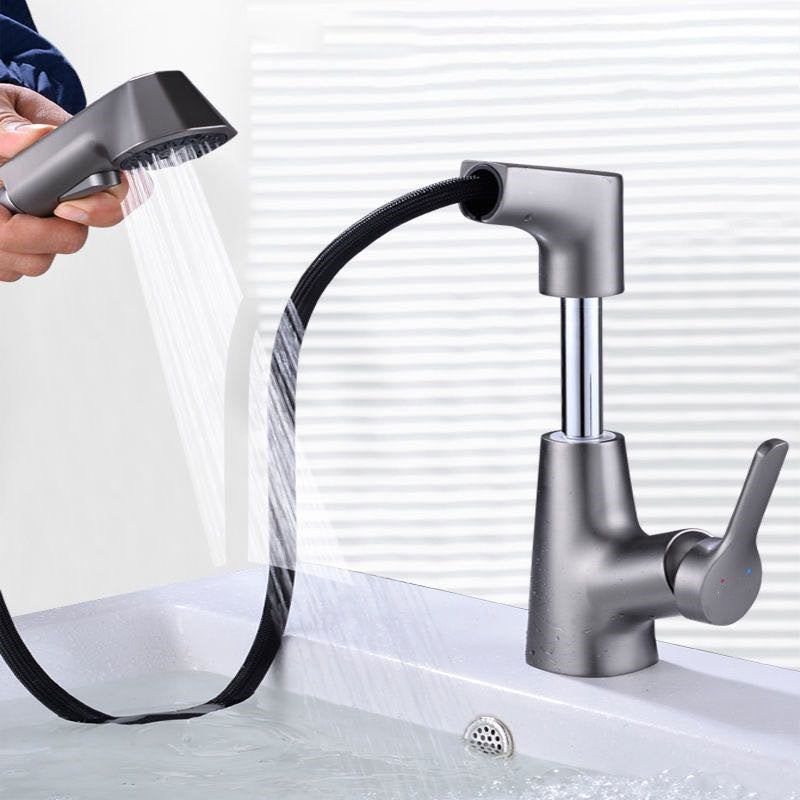 BowLift | Modern Vessel Sink Faucet Copper Single Handle Pull Down Low Arc Vessel Faucet
