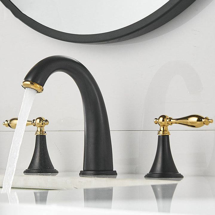 BowLift | Modern widespread sink faucet Simple bathroom double handle faucet with lever handle