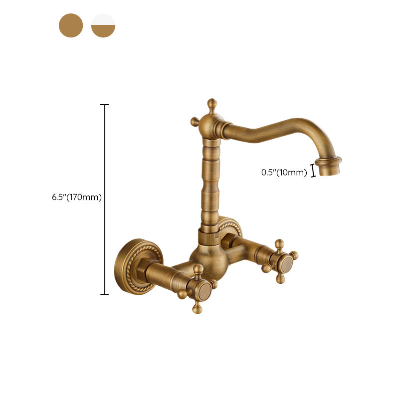 BowLift | Vintage Bathtub Faucet with Two Cross Handles Made of Pure Copper Wall-Mounted Fixture
