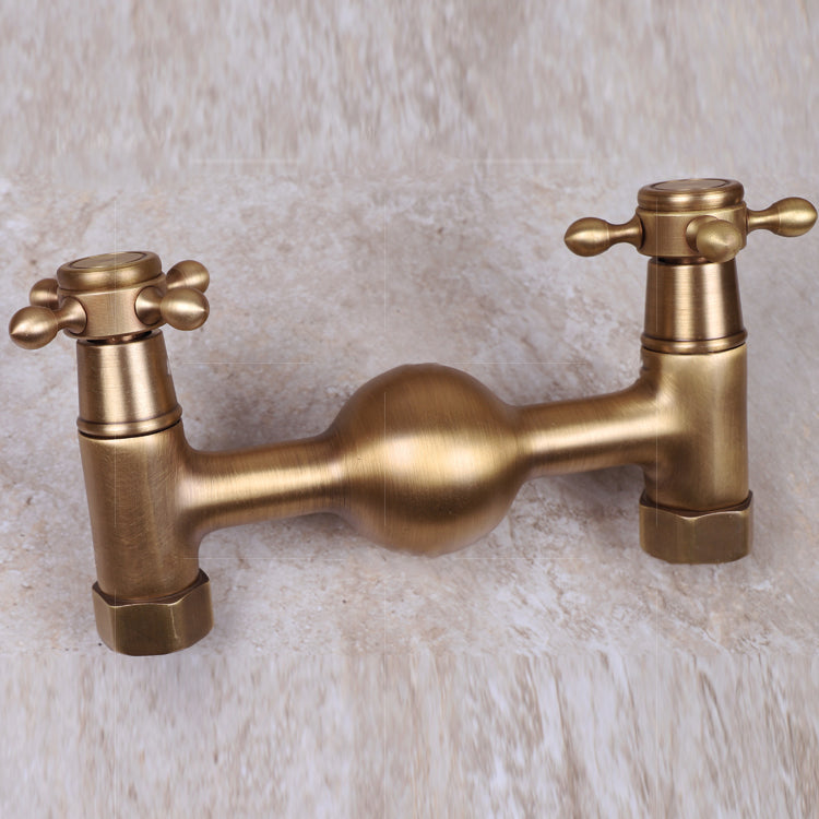 BowLift | Vintage Bathtub Faucet Two Cross Handle Faucet Solid Copper Wall Mounted Faucet