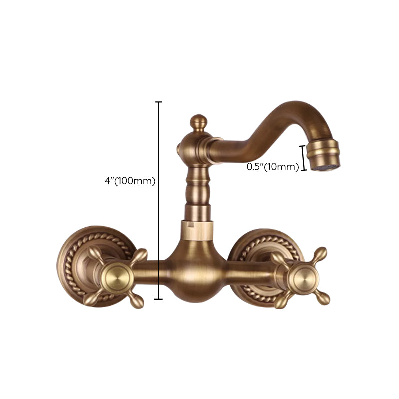 BowLift | Vintage Bathtub Faucet Two Cross Handle Faucet Solid Copper Wall Mounted Faucet