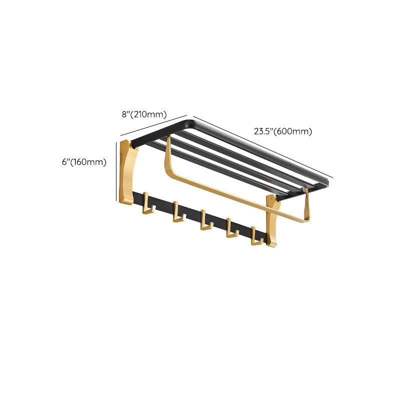 BowLift | Contemporary Bath Accessories Set Black & Golden Bath Shelf/Towel Bar