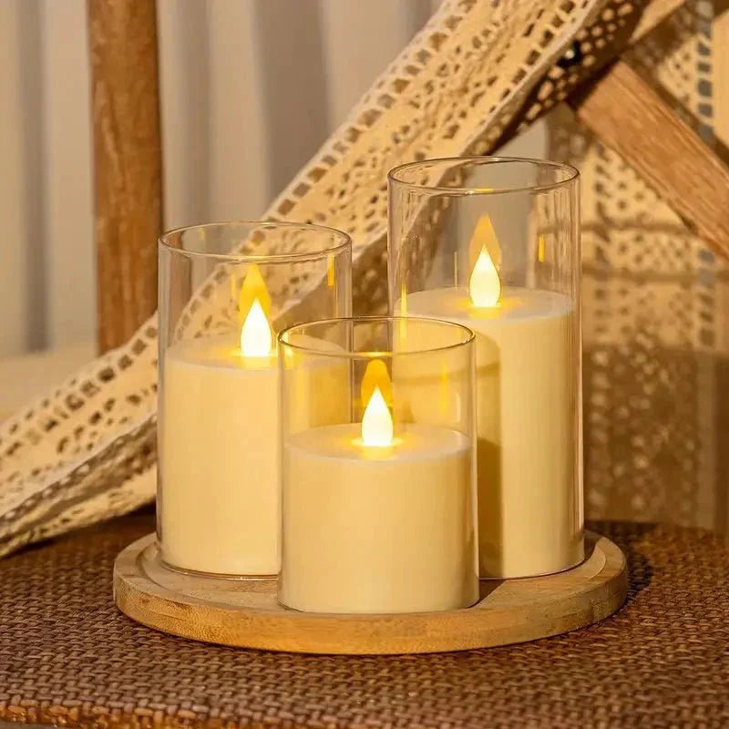 LED candle with remote control & timer in glass design | Bowlift