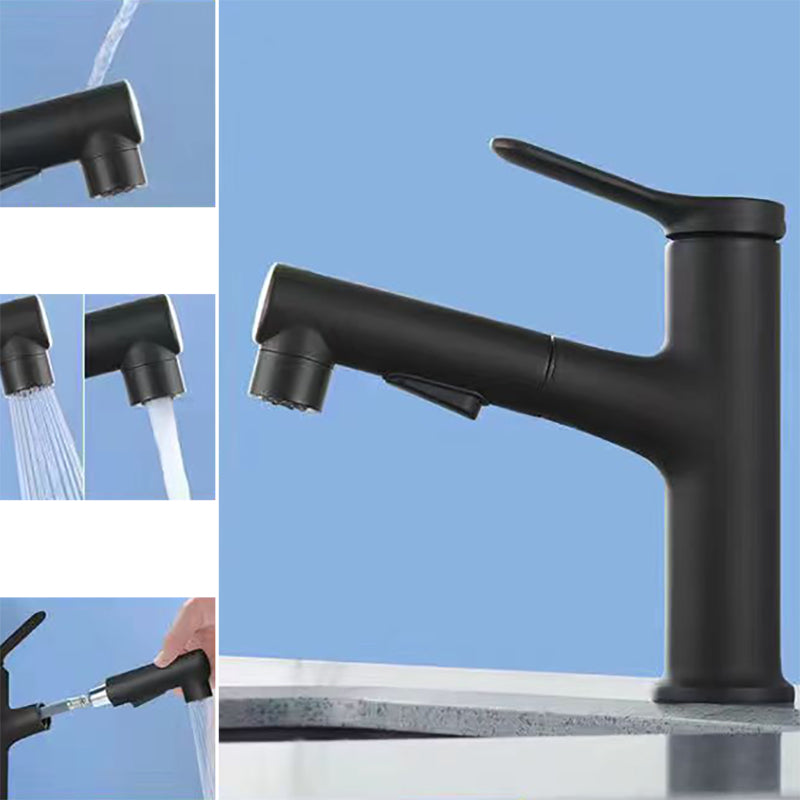 BowLift | Modern Washbasin Faucet Copper 1-Handle Low Arc Pull-Out Washbasin Faucet for Bathroom