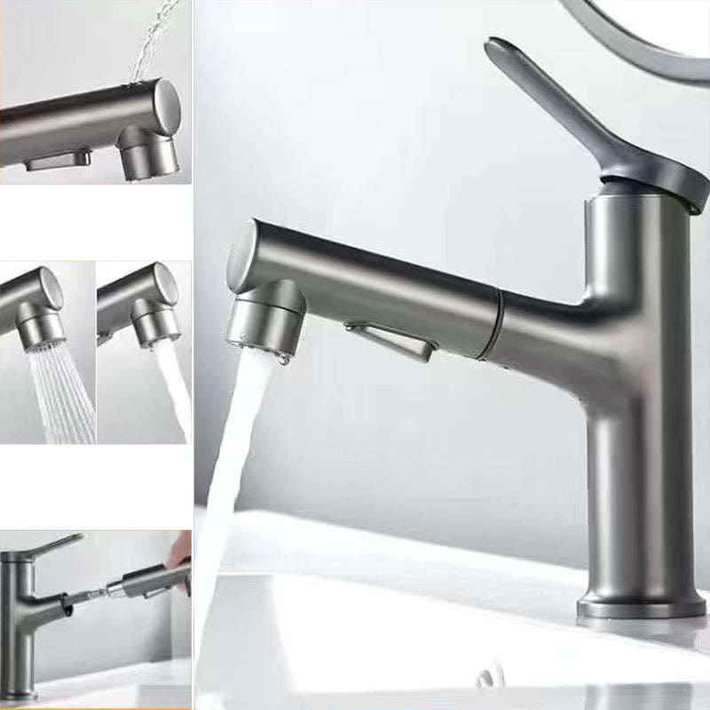 BowLift | Modern Washbasin Faucet Copper 1-Handle Low Arc Pull-Out Washbasin Faucet for Bathroom