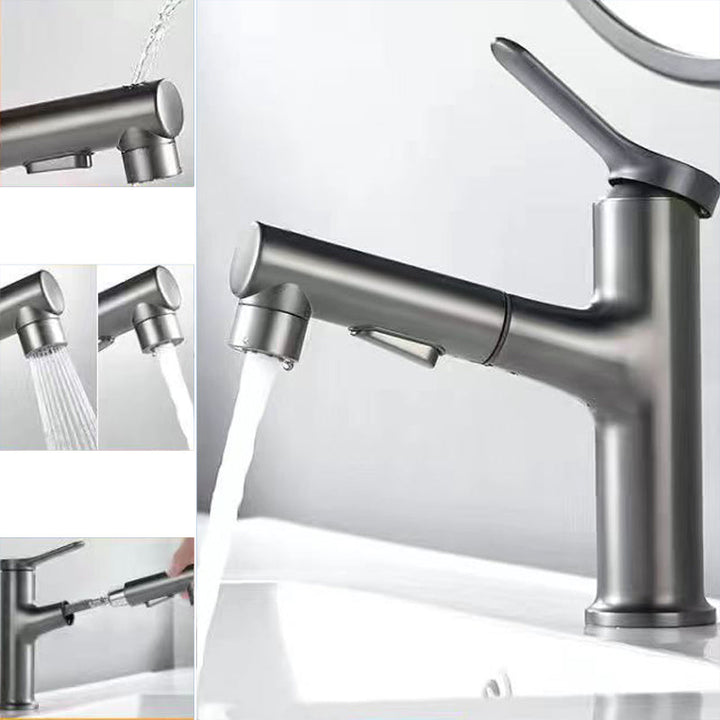 BowLift | Modern Washbasin Faucet Copper 1-Handle Low Arc Pull-Out Washbasin Faucet for Bathroom