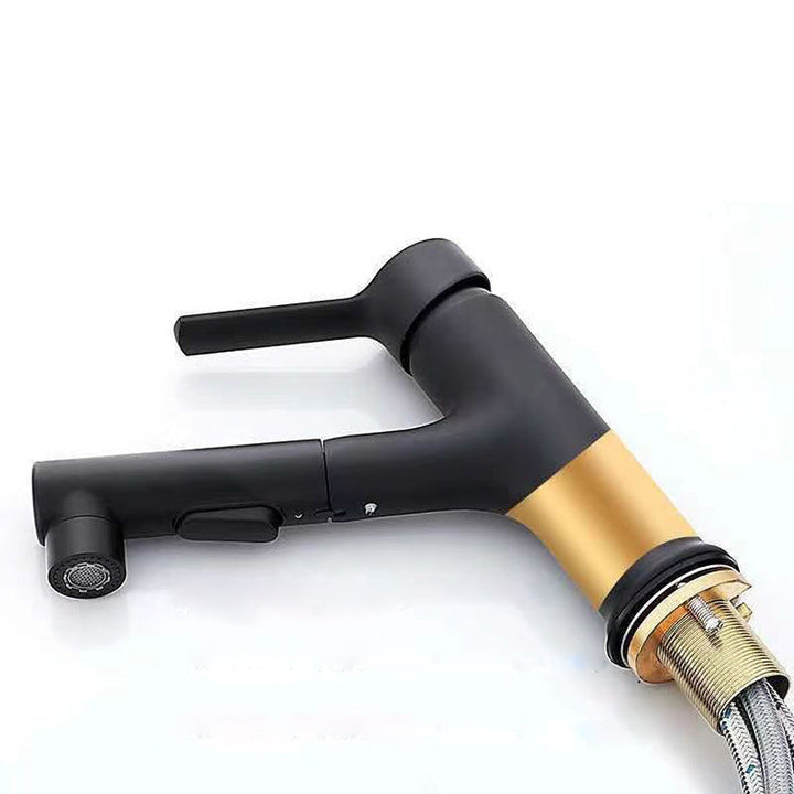 BowLift | Modern Washbasin Faucet Copper 1-Handle Low Arc Pull-Out Washbasin Faucet for Bathroom