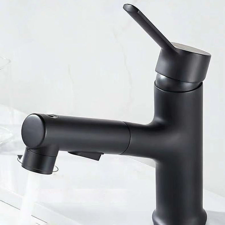 BowLift | Modern Washbasin Faucet Copper 1-Handle Low Arc Pull-Out Washbasin Faucet for Bathroom