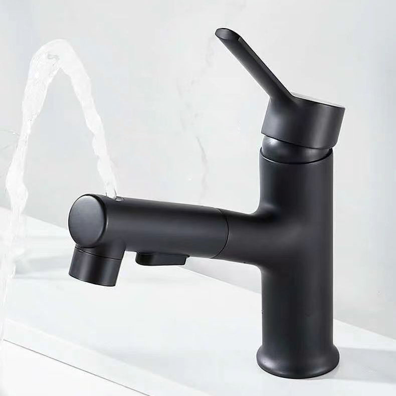 BowLift | Modern Washbasin Faucet Copper 1-Handle Low Arc Pull-Out Washbasin Faucet for Bathroom