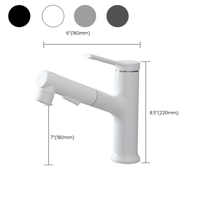 BowLift | Modern Washbasin Faucet Copper 1-Handle Low Arc Pull-Out Washbasin Faucet for Bathroom