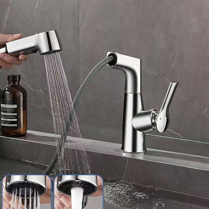BowLift | Modern centerset faucet with single lever handle for countertop sink bathroom fixture
