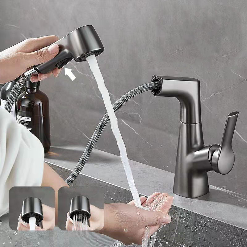 BowLift | Modern centerset faucet with single lever handle for countertop sink bathroom fixture