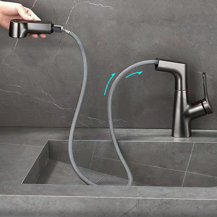 BowLift | Modern centerset faucet with single lever handle for countertop sink bathroom fixture