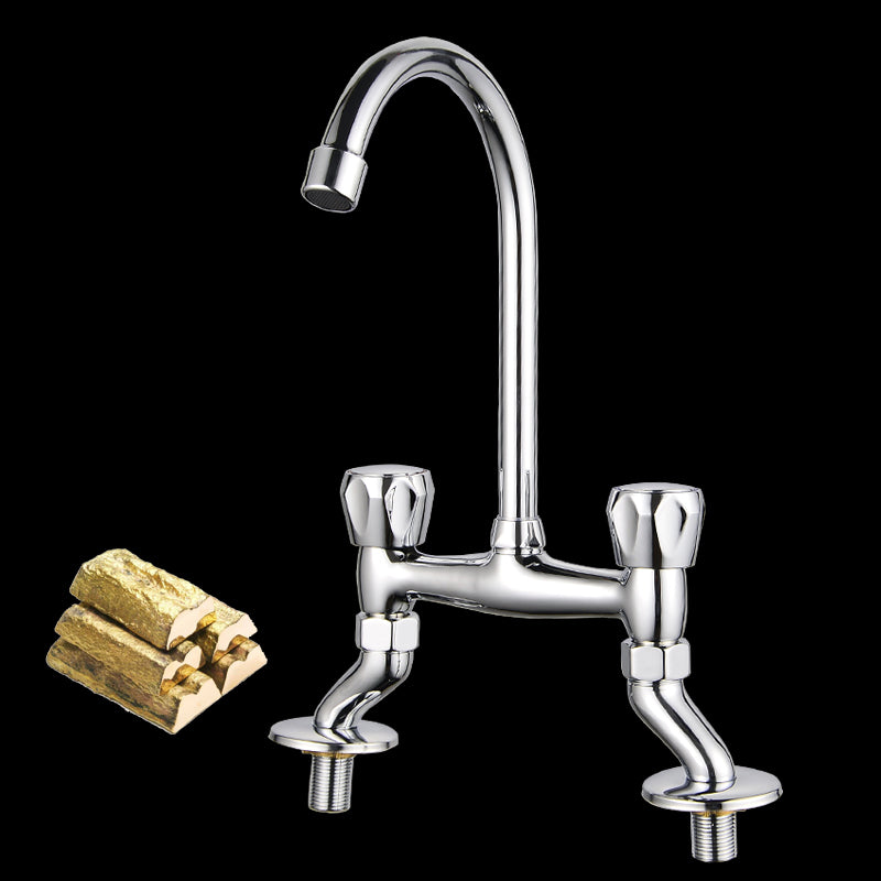 BowLift | Contemporary Widespread Sink Faucet Knob Handle Goose Neck Arc Solid Brass Faucet