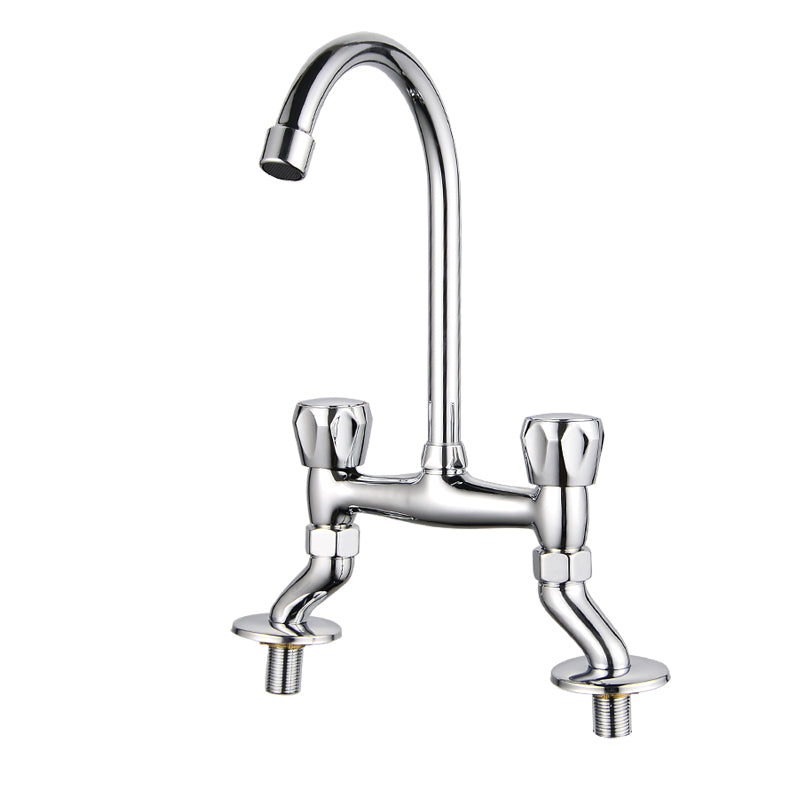 BowLift | Contemporary Widespread Bathroom Faucet Knob Handle Goose Neck Arc Solid Brass Faucet