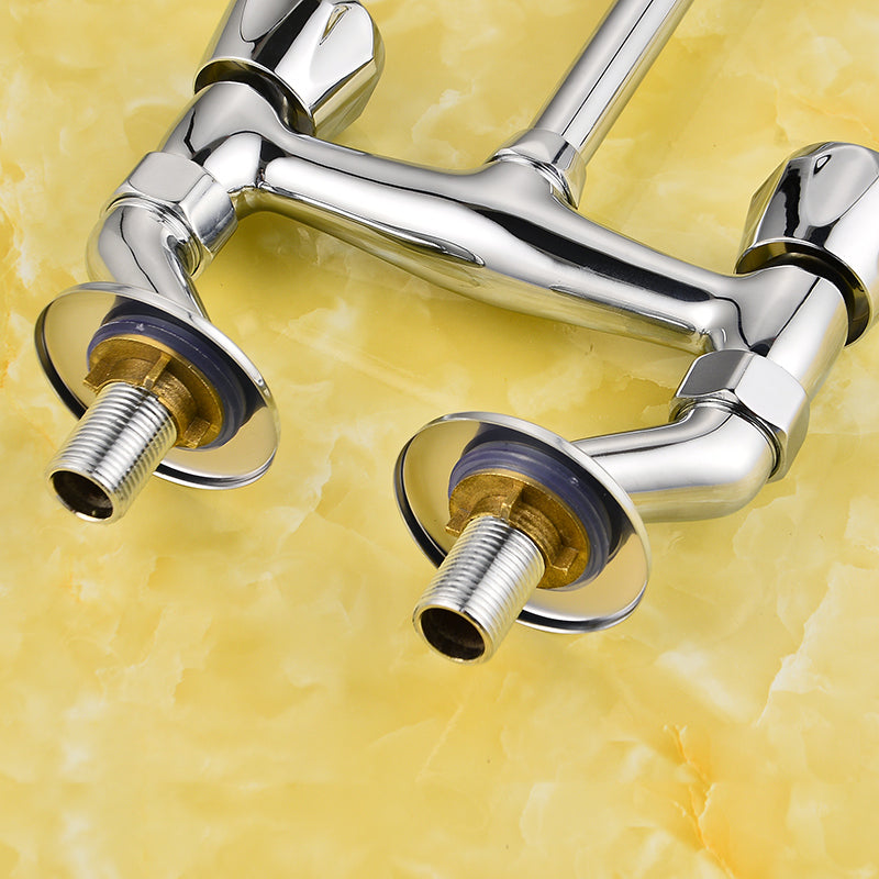 BowLift | Contemporary Widespread Bathroom Faucet Knob Handle Goose Neck Arc Solid Brass Faucet