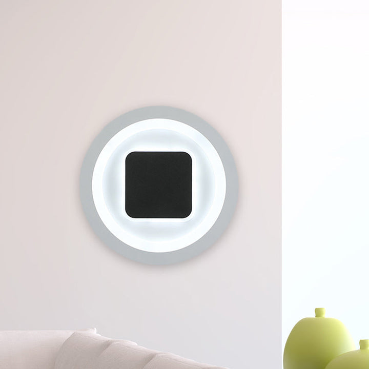 BowLift | Square and Round Wall Lights Modernism Metal LED Bedroom Wall Sconce in Black and White