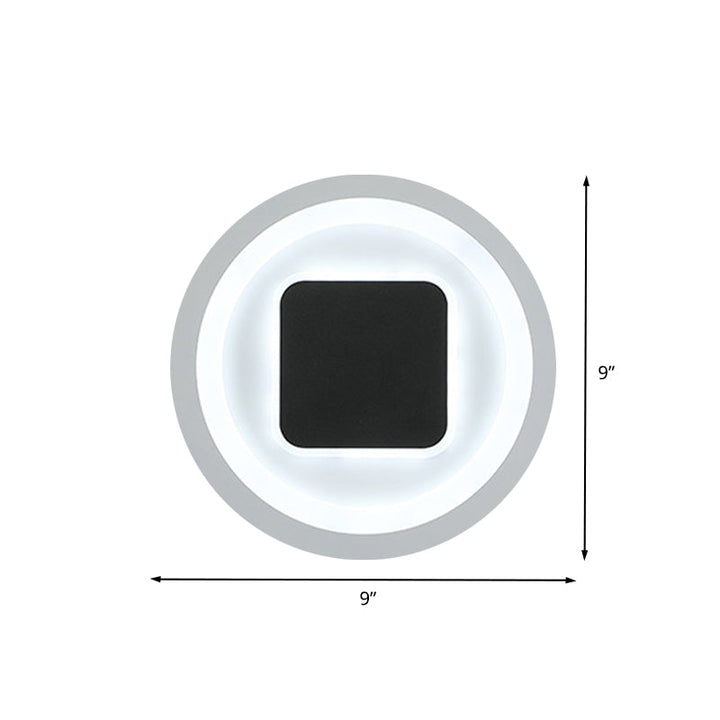 BowLift | Square and Round Wall Lights Modernism Metal LED Bedroom Wall Sconce in Black and White