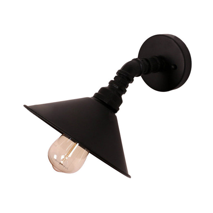 BowLift | One Bulb Wall Lamp with Cone Shade Metal Industrial Bedroom Wall Light Fixture in Black/Rust